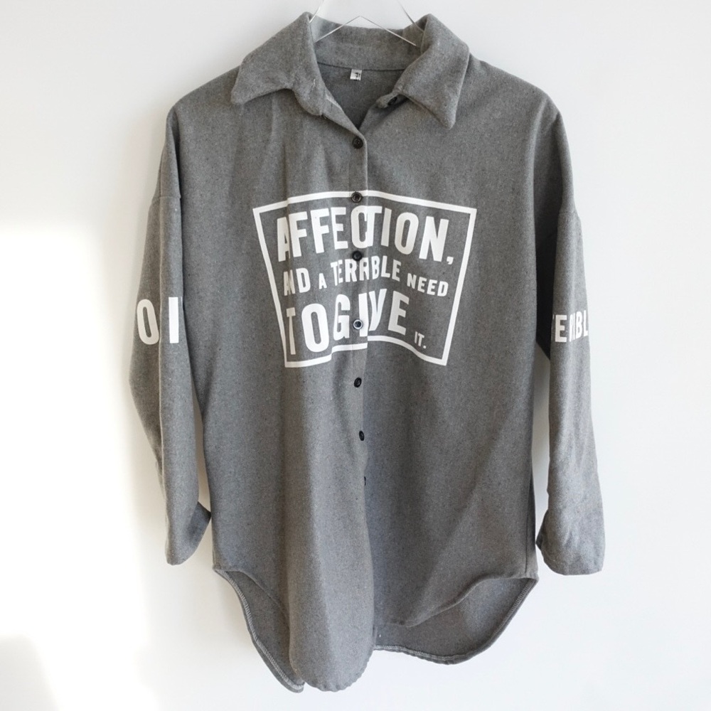 Oversized Gray Button Up Jacket Korean Fashion